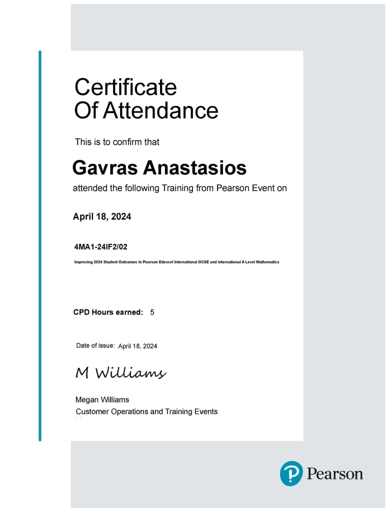 Pearson Certificate 2 Anastasios Gavras